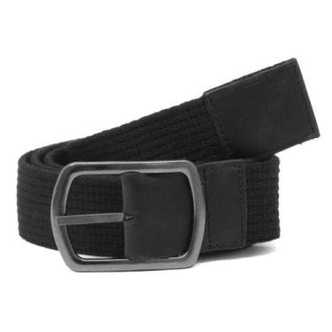 Imagem de Cinto Masculino Lona Gorgurao Detalhe Couro Liso Ajuste Fivela Metal C
