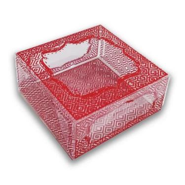 Imagem de 10 Caixas Para 9 Brigadeiros Com Berço, Vermelho, Em Acetato - Embala 