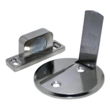 Imagem de Prendedor De Porta Batente Magnetico Slim Aço Cromado - Geral