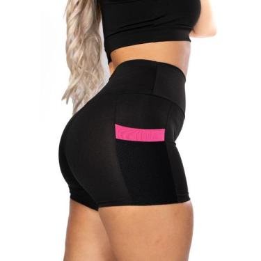 Imagem de Short Fitness com Bolso Rosa Cintura Alta Academia Preto - Fristyle, G