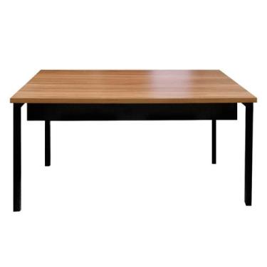 Imagem de Mesa Escrivaninha Office Tampo Grosso Industrial 120x60 Nogal/Preto RE