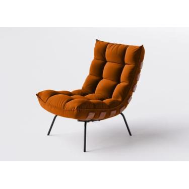Imagem de Poltrona Costela Para Sala Decorativa Em Suede Terracota - Home Mobily