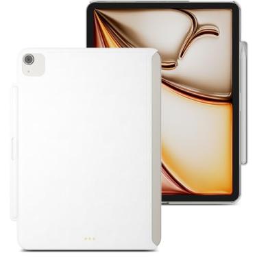 Imagem de MAGEASY CoverBuddy para iPad Air M3/M2 11 polegadas (2024-2025) - Capa para iPad Air compatível com teclado mágico, espessura aprimorada e dissipação de calor, com suporte para lápis - branca (couro