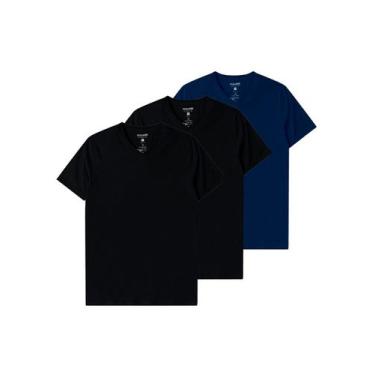 Imagem de Kit com 3 Camisetas Masculina Malwee 1000004422, Preto, GG