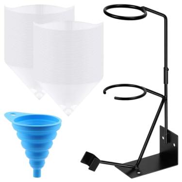 Imagem de Mardatt 52 peças de suporte de pistola de alimentação por gravidade, coadores de tinta de cone e kit de funil de silicone, suporte de pistola de pulverização, filtro de tinta e conjunto de funil de