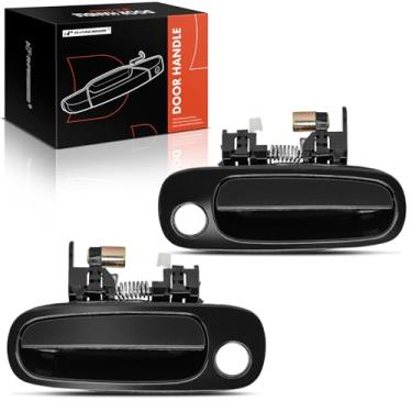 Imagem de A-Premium Maçanetas externas externas compatíveis com Toyota Corolla e Chevrolet Prizm, 1998 1999 2000 2001 2002, preto liso, conjunto de 2 peças, lado do motorista dianteiro e do passageiro