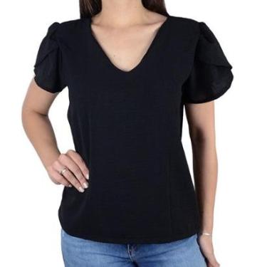 Imagem de Camiseta Feminina Giraffe Gola V Preta - 62348-Feminino