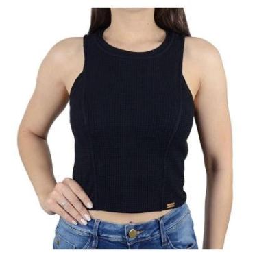 Imagem de Regata Feminina Lado Avesso Cropped Preta - L125439-Feminino
