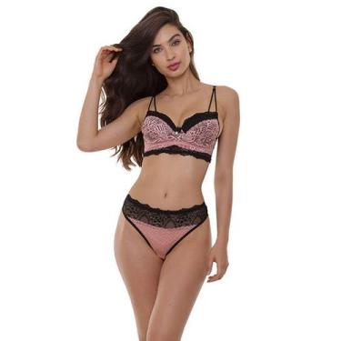 Imagem de Conjunto Preto/Rosa Sepie 14308 Com Bojo, Preto, Rosa, G