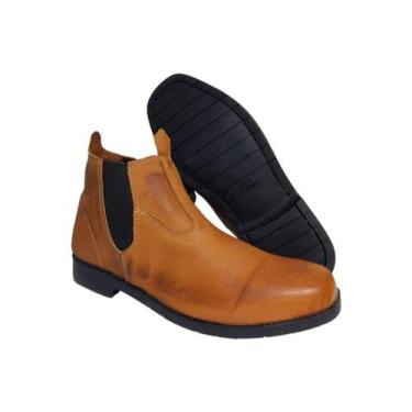 Imagem de Botina mateira em couro na cor látego com solado em borracha antiderra