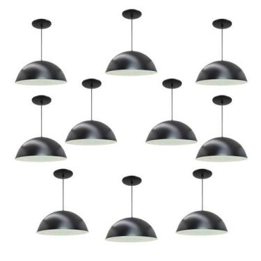 Imagem de Kit 10 Luminária Pendente Meia Lua 40cm Interior Branco Brilho Fiação 