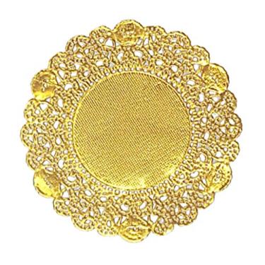 Imagem de Doilykorea - Doilies de papel retangulares descartáveis premium 250 folhas - sem poeira, corte limpo, design simples - Doily de renda: festa/casamento - utensílios de mesa (redondo - 20 cm, dourado)