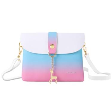 Imagem de AISPARKY Pequena bolsa transversal, bolsa pequena de couro PU para meninas com pingente com alça/alça de corrente dourada, Cor gradiente