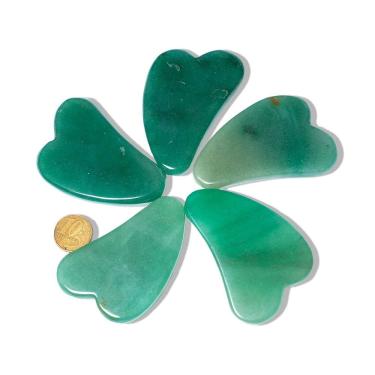 Imagem de 05 Massageador Gua Sha Quartzo Verde Pedra Natural 50g 70mm