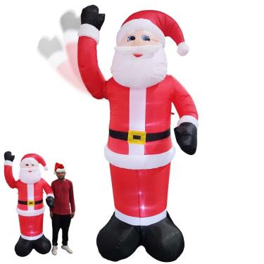 Imagem de Papai Noel Inflável Elétrico Natal com Braço Mecanico Festas Fim de Ano Gigante Led Luz Decoração Natalino