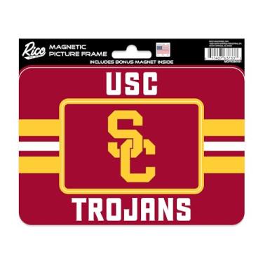 Imagem de Rico Industries NCAA Southern California Trojans – Porta-retrato magnético com listras USC (12,7 cm x 17,1 cm) e conjunto de ímãs – Decoração de casa – churrasqueira, escritório, cozinha