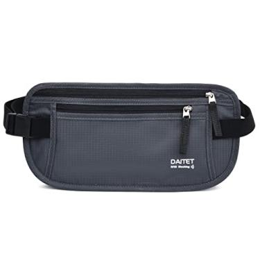Imagem de DAITET Masculino Cinto de Dinheiro com Bloqueio Rfid para Homens E, Pochete Fina para Viagens, Corrida, Carteira de Cintura Oculta para Porta-Passaporte, Telefone, Dinheiro (Cinza Escuro)