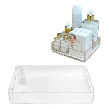 Imagem de Bandeja Acrílico Decoração Lavabo Chic Lisa 18x18 Cm - RK, Transparent
