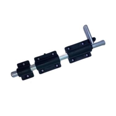 Imagem de Fecho ferrolho porta portao buzio c/furo p/cadeado aluminio brilhante 