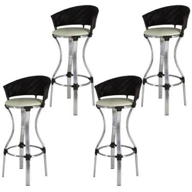 Imagem de Kit 4 Banquetas Conforto Alta Fibra Sintética Tab./Gelo - Panero Móvei