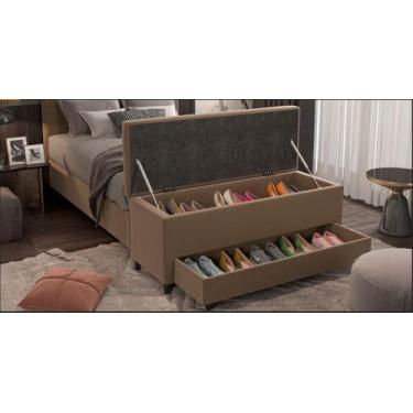 Imagem de Puff Báu Sapateria Queen 158x50x45 - Móveis Digital, Veludo Areia