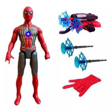 Imagem de Kit Brinquedo Boneco Homem Aranha Com Luva e Lançador de Dardo - DSF