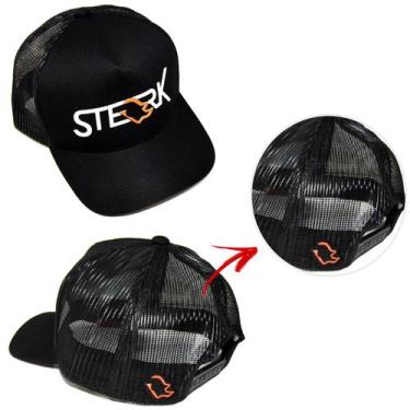 Imagem de Boné Masculino Sterk Trucker Aba Curva Preto E Laranja