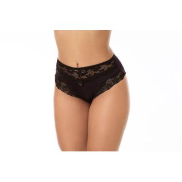 Imagem de Kit 10 Calcinha Plus Size Cós Alto Detalhe Em Renda Revenda - Qualibel