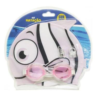 Imagem de Kit Esporte Natação Óculos Touca Protetores Nariz E Ouvido - Kadê, Ros