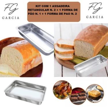 Imagem de Kit De 1 Assadeira Retangular Tamanho 2 + 1 Forma de Pão Tamanho 2 + 1