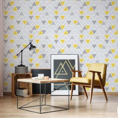 Imagem de Papel de Parede Geométrico Cinza e Amarelo rolo 57x270cm - Quartinhos
