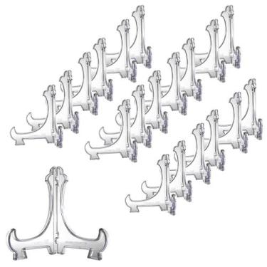 Imagem de Kit 20 Peças Suporte P/ Pratos Acrílico Transparente 20cm