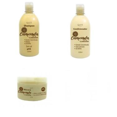 Imagem de Cabelo Camomila clareador natural shampoo condicionador e máscara - lu