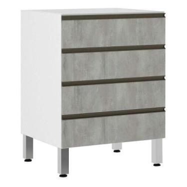 Imagem de Balcão Sem Tampo 60cm Branco Com Concreto - LUCIANE