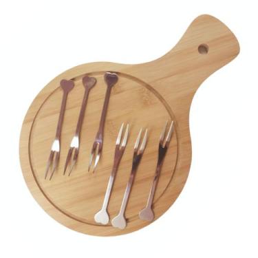 Imagem de kit Tábua de frios e garfinhos churrasco petisqueira bambu - Rio Tijuc