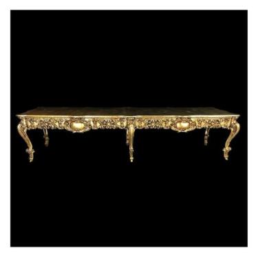 Imagem de Mesa 4M Reunião Jantar Luiz XV Folha Ouro Entalhes Nobres - LUXdécor