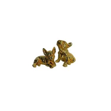 Imagem de Escultura Par de Cachorros Metal Dourado  Formosa - LUXdécor casa e ja
