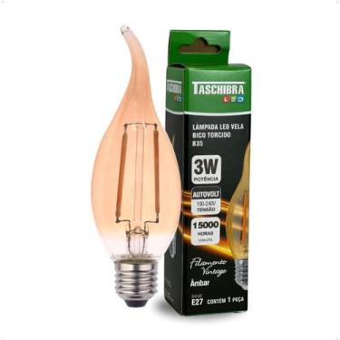 Imagem de Lâmpada Led Filamento Vela Bico Torcido B35 Âmbar E27 Taschibra Bivolt