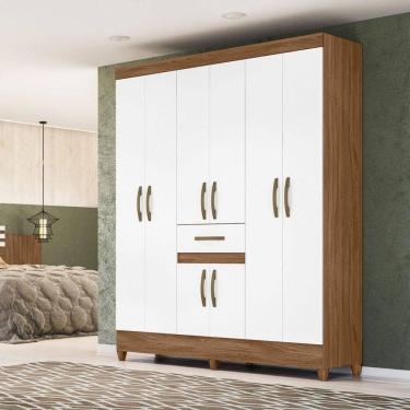 Imagem de Guarda Roupa Casal 8 Portas 165x204cm Portugal Moval Naturale Branco