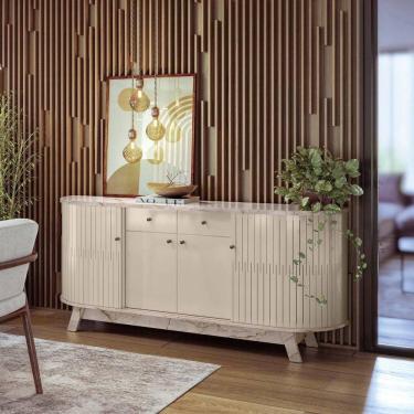 Imagem de Buffet Aparador 4 Portas 2 Gavetas 183x81cm Mônaco Madetec Calacata Off White