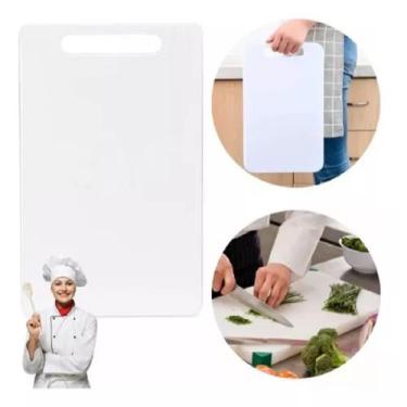 Imagem de Tábua Para Corte De Carne De Plástico Cozinha 37 X 23 Cor Branco Liso 