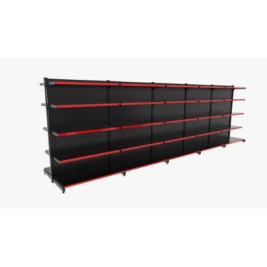 Imagem de Gôndolas Prateleiras Centro 1 Inicial + 5 Continuação 1,60 M - Preta -