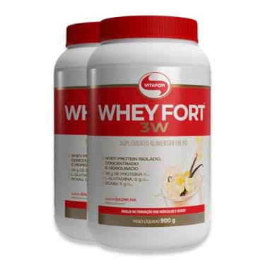 Imagem de Kit 2 Whey Fort 3W Vitafor 900g Baunilha