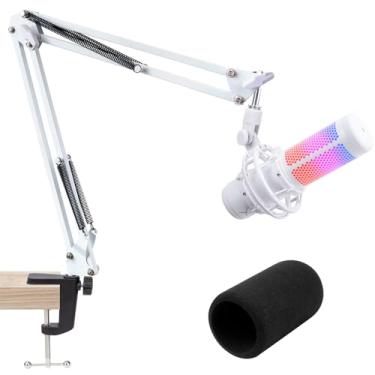 Imagem de SUNMON Braço de Microfone Branco Compatível com HyperX QuadCast S, com Filtro Pop e Melhora a Qualidade do Som