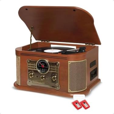 Imagem de Vitrola Retro Toca Discos Vinil 7 Funções +02 Agulhas Rubi