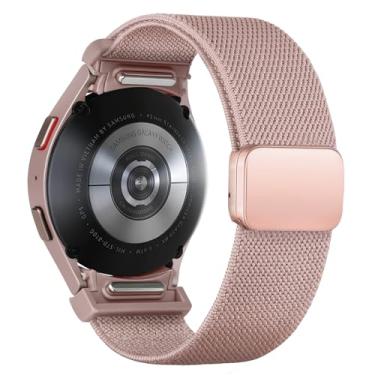 Imagem de Pulseiras de tecido One Click para Samsung Galaxy Watch 7 6 5/4/FE de 40 mm e 44 mm/Galaxy Watch 6 Classic de 43 mm e 47 mm/5 Pro de 45 mm/4 Classic de 42 mm e 46 mm, pulseira esportiva de nylon