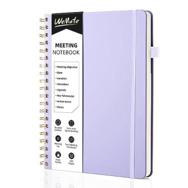 Imagem de WEMATE Caderno de reuniões para trabalho B5 (17,8 cm x 25,4 cm) - Caderno de trabalho de couro PU com agenda, itens de ação e notas - 200 páginas para homens e mulheres, funcionários e estudantes