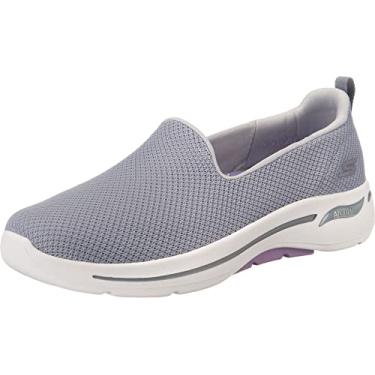 Imagem de Skechers Tênis feminino Go Walk Arch Fit-Grateful, Cinza/lavanda, 5