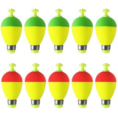 Imagem de Bombite Boias de pesca boias, 10 pacotes de boias pesadas para pesca, espuma, boias de pesca de encaixe, boias ovais, boias deslizantes para pesca Bluegill tipo peixe, panfish, robalo, truta oval, 3,8