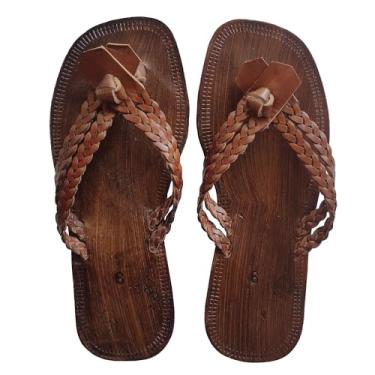 Imagem de Chinela Sandália Rasteira Couro Nordestina Feminina Sola Pneu (Marrom-escuro, BR, Adulto, Numérico, 39)